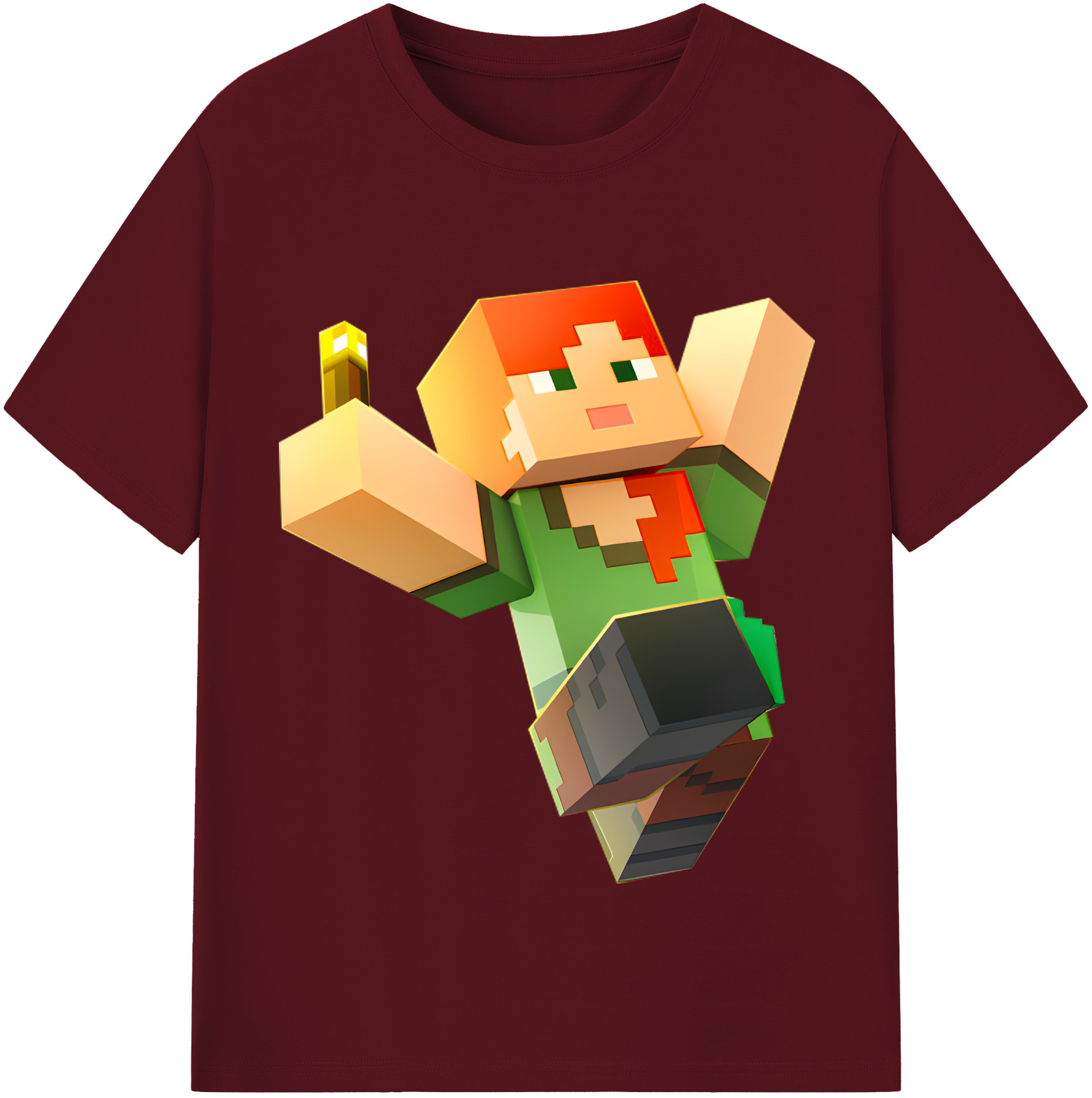 （画像用） マインクラフト ブロックの世界 Minecraft MC Block world 綿100％半袖Tシャツ（フロントプリント）